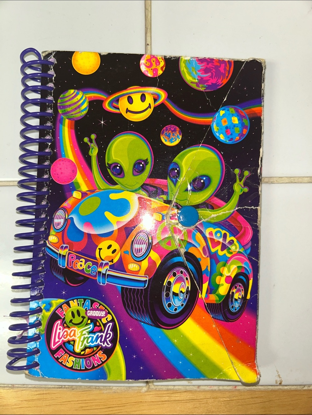 Lisa Frank Neon Rainbow Alien Car Spiral Notebook - Purple & Multicolor